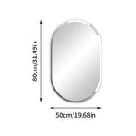 Miroir ovale élégant avec dimensions de 50 cm de largeur et 80 cm de hauteur.