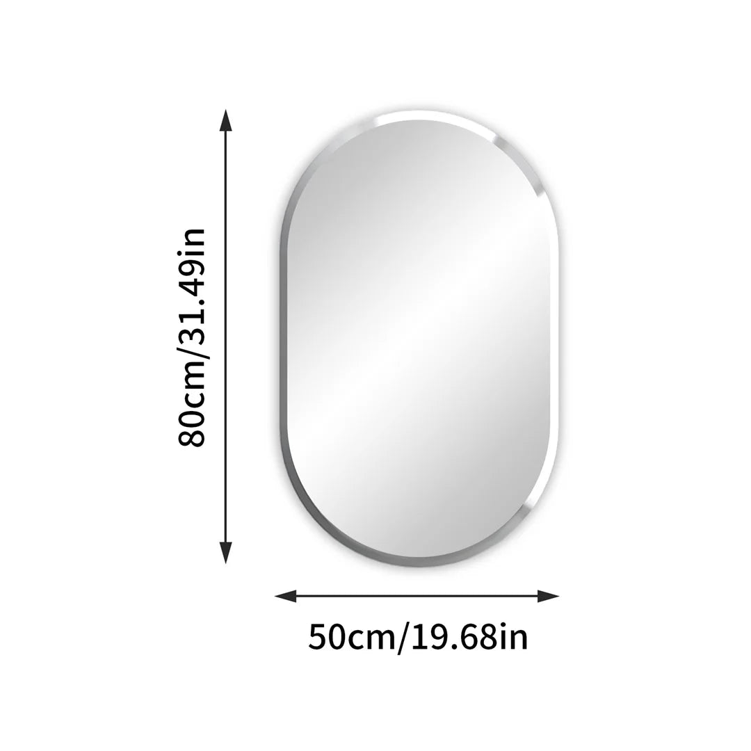 Miroir ovale élégant avec dimensions de 50 cm de largeur et 80 cm de hauteur.