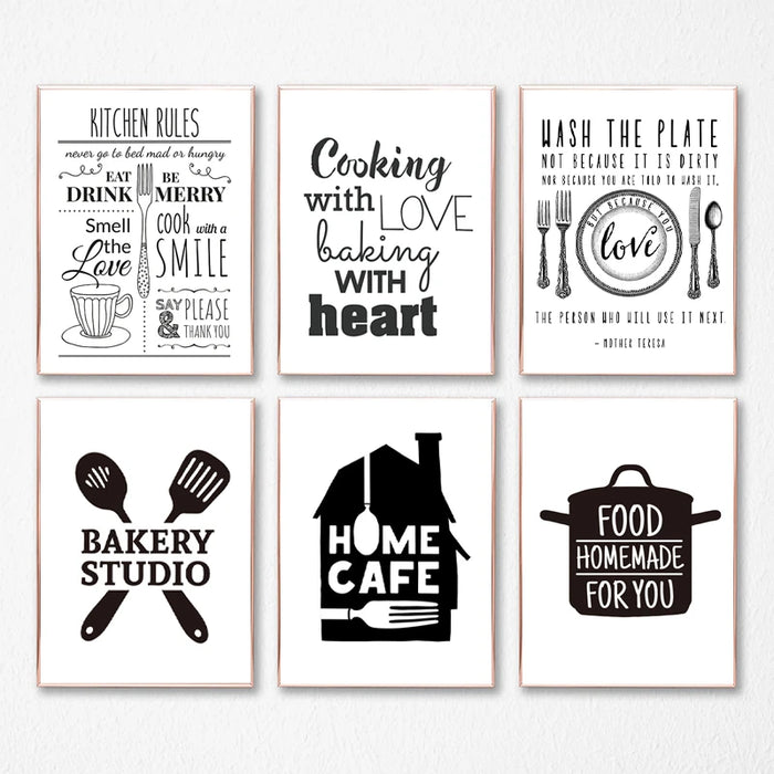 Affiche d'art sur toile minimaliste avec règles de cuisine décoration murale moderne