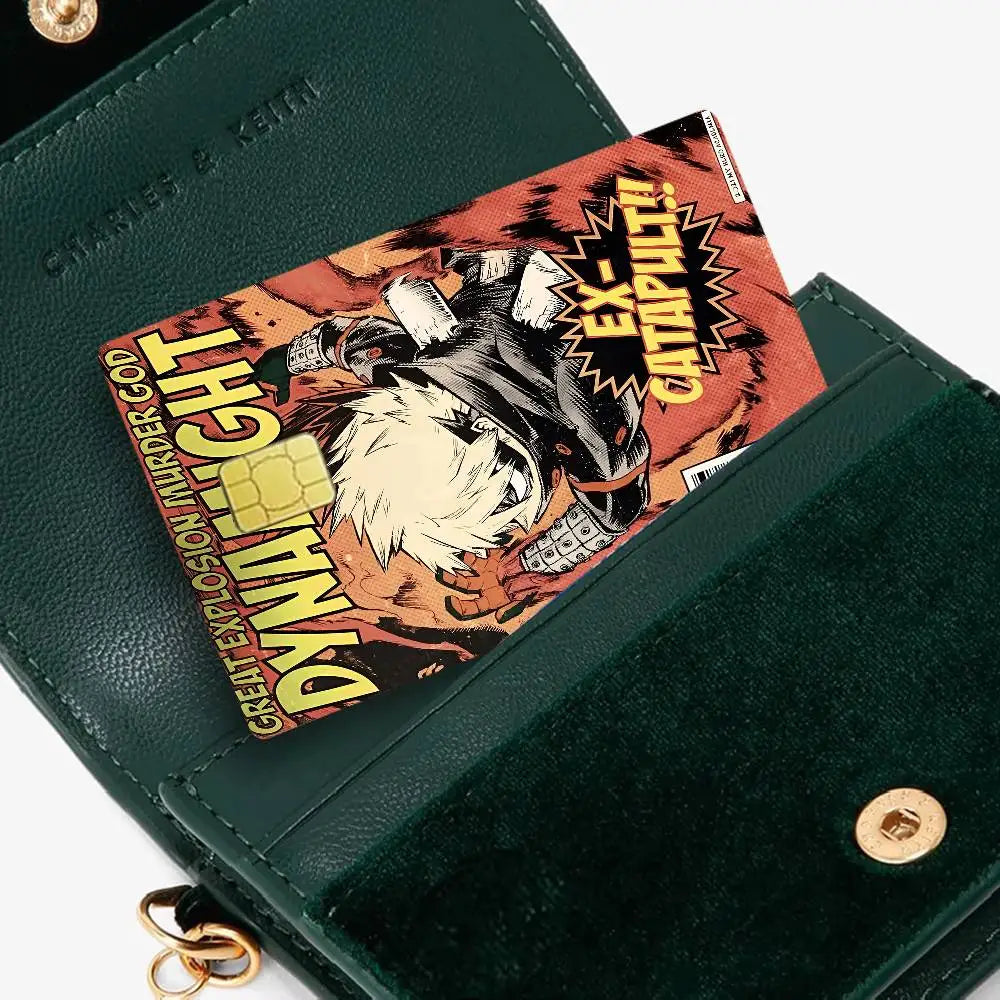 sticker carte crédit anime katsuki bakugo personnalisable réutilisable waterproof multicolore