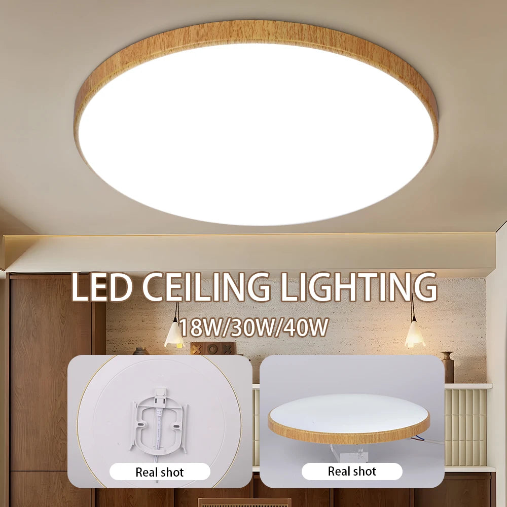 lampe led moderne texture bois blanc brun clair 220v surface télécommande