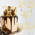 décoration gâteau anniversaire or moderne élégant chiffres 18 21 30 40 50 60 pique