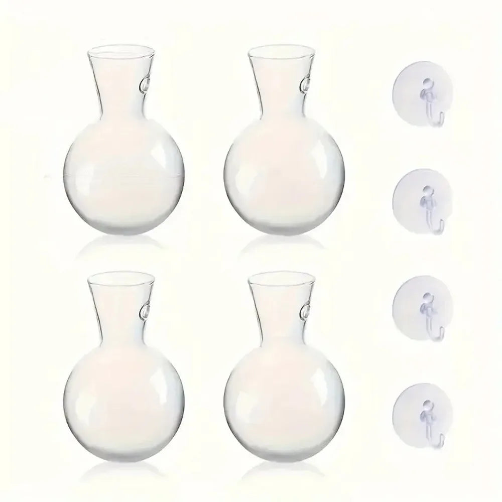 vases suspendus transparents supports adhésifs plantes pot hydroponie feuilles vertes minimaliste modernes