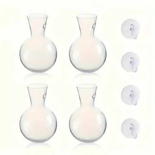 vases suspendus transparents supports adhésifs plantes pot hydroponie feuilles vertes minimaliste modernes