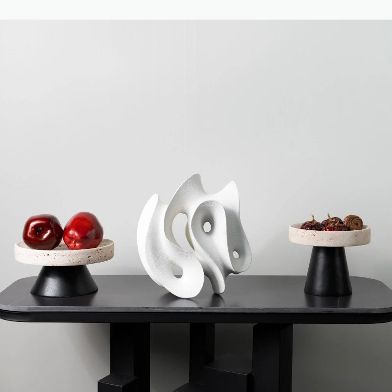 sculpture abstraite blanche contemporaine texture rugueuse décoration intérieure 22cm 14cm 24cm
