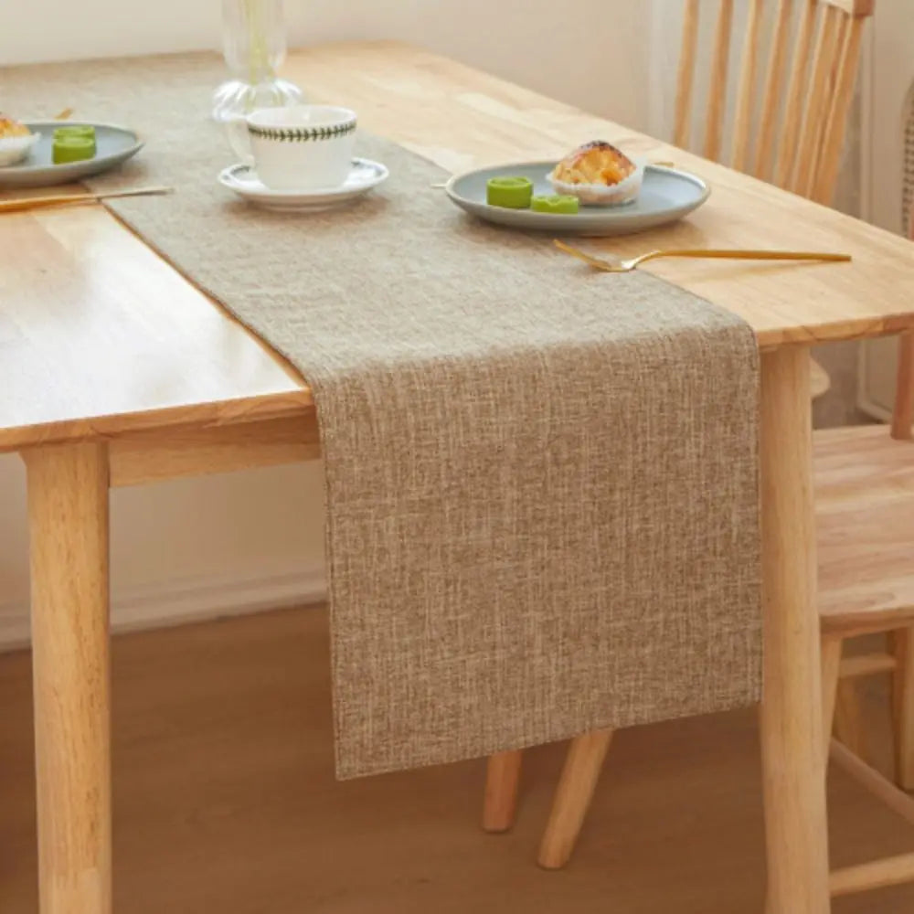 nappe lin texturée gris rouge bleu vert orange moderne décoration intérieure table assiettes thé