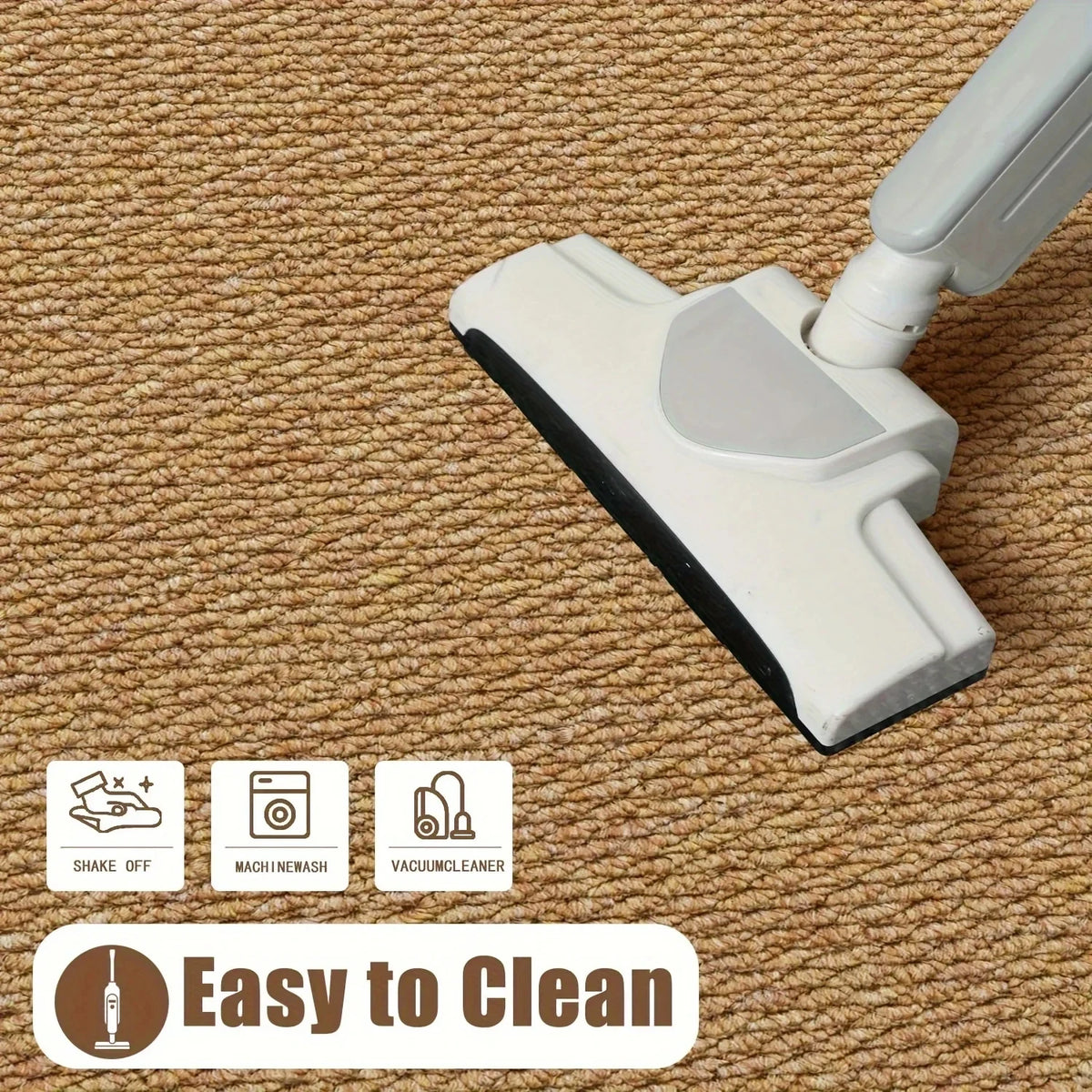 tapis moderne anti dérapant durable polyester texture tissée beige clair intérieur salon