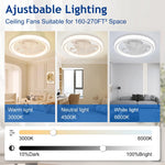 ventilateur lumière led blanc floral moderne vitesses éclairage ajustable 3000k 6500k