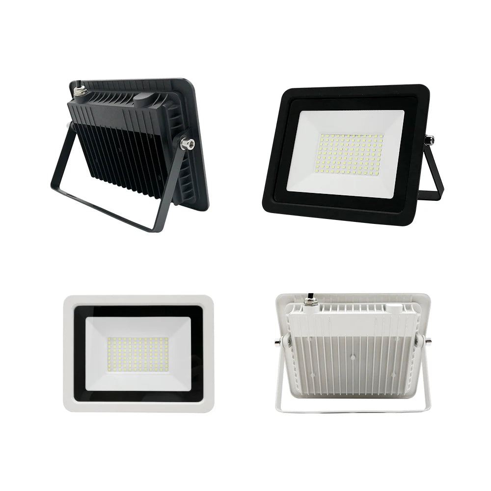 projecteur led 100w 220v exterieur ip68 etanche noir moderne vis cble connexion