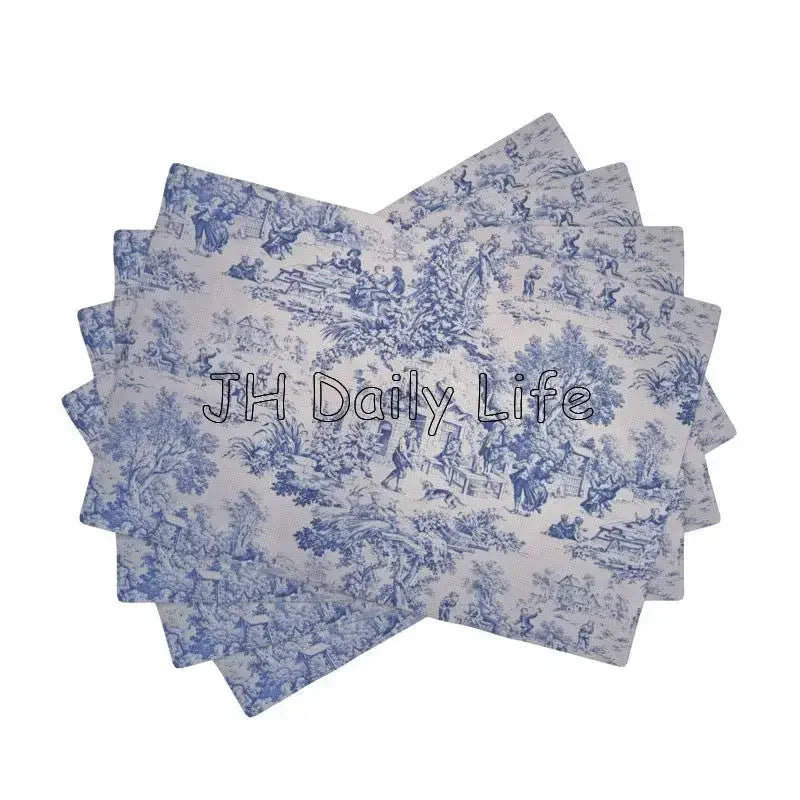 serviettes table toile jouy bleu clair classiques résistantes 12x18 pouces vintage