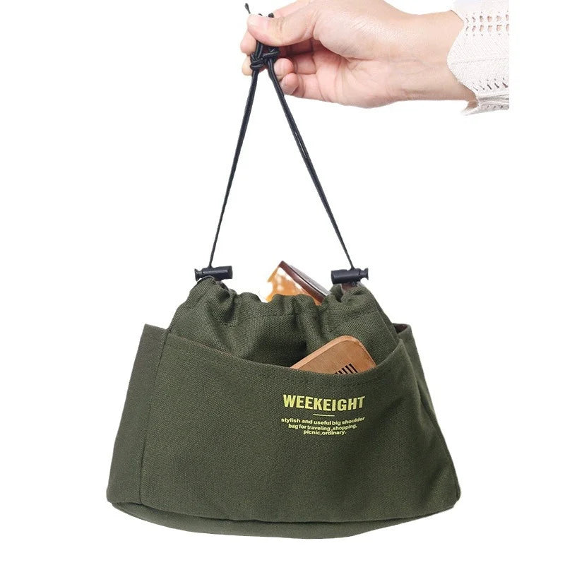sac rangement toile imperméable multiusage réutilisable décontracté vert olive bleu marine crème