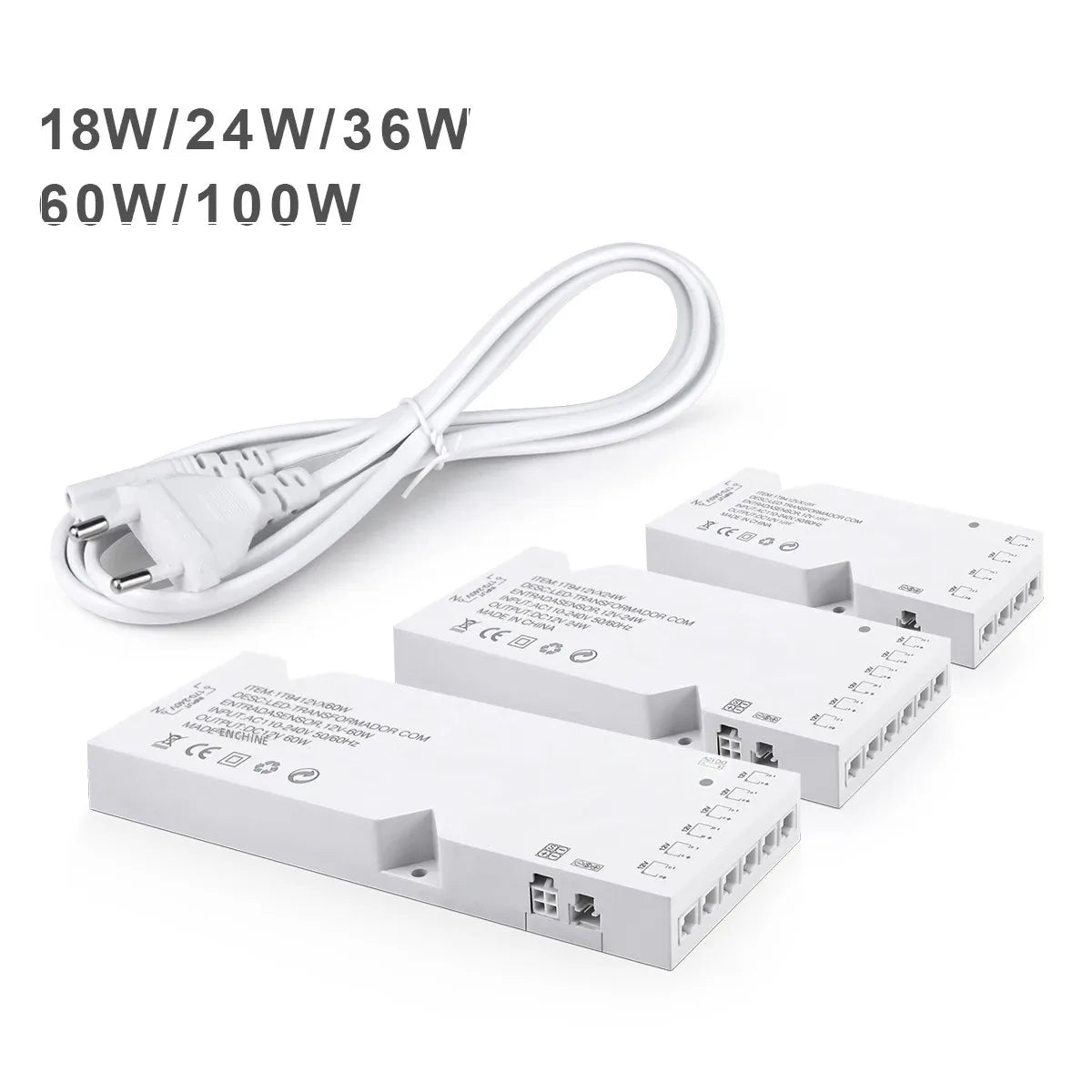 transformateur led blanc moderne 12v ac220v 110v 10ports adhésif câble prise eu