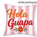 taies d'oreiller moderne rose clair jaune bleu orange blanc rayures textes fleurs 40x40cm 45x45cm