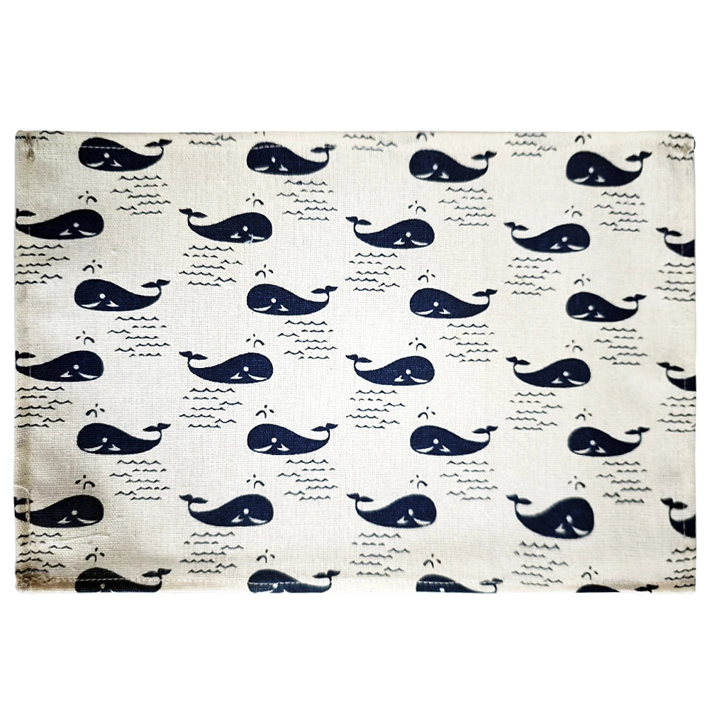 serviettes table tissu coton polyester motif océan poisson sirène marine moderne bleu