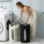 panier linge imperméable oxford beige noir imprimé laundry poignées métalliques empilable moderne pratique