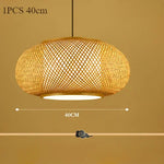suspension bambou tressé moderne naturel 40cm 50cm 60cm tissage régulier chaîne métallique rustique