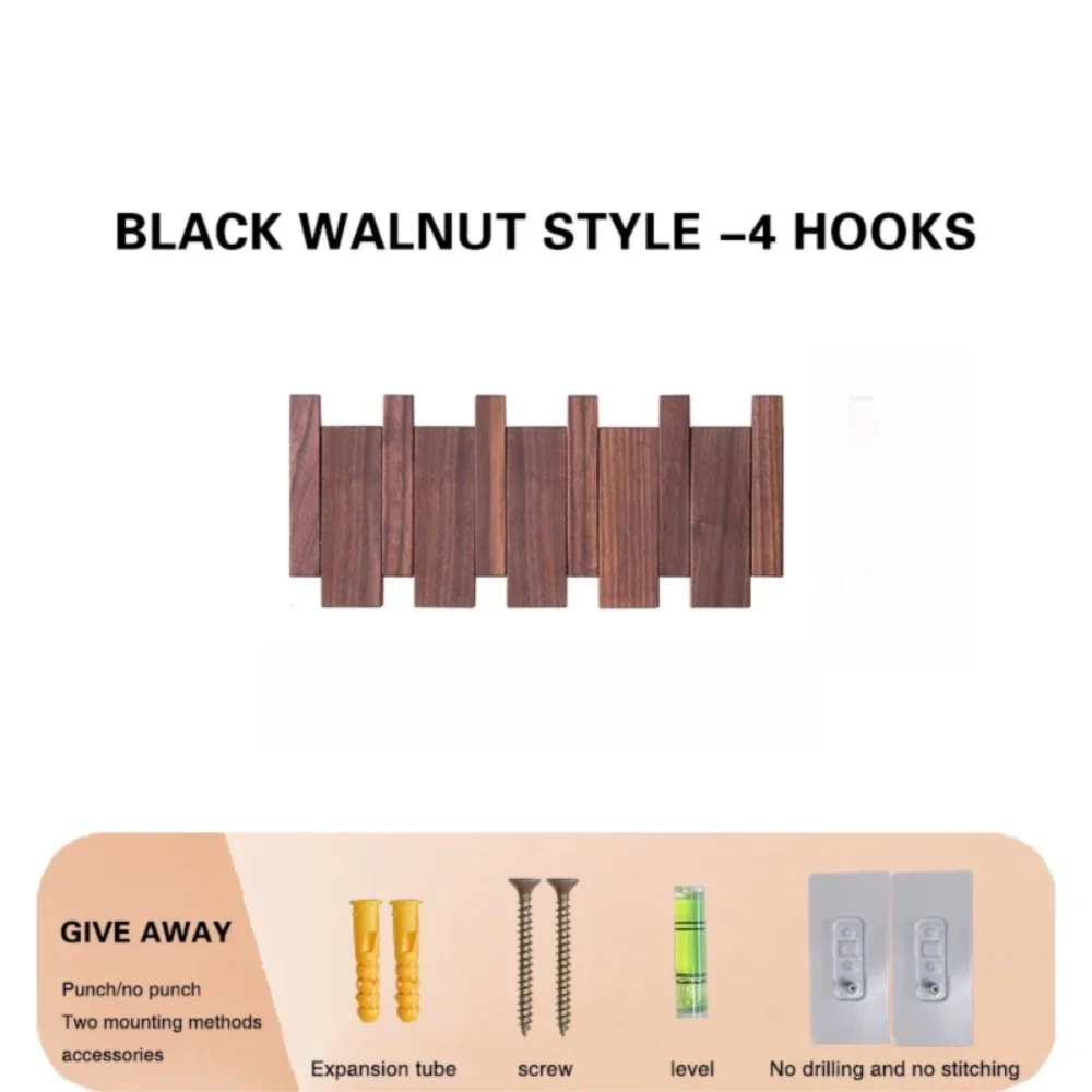 porte manteaux mural bois clair foncé forme clé piano moderne crochets fixations murales chambre
