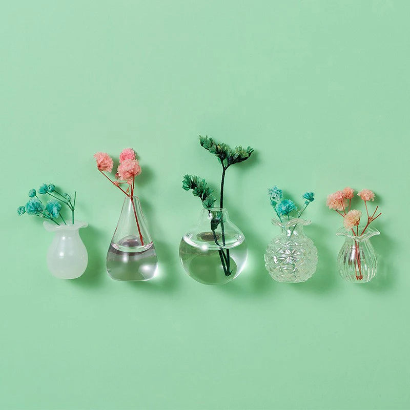 vases verre transparents modernes fleurs sèches minimaliste deco aimants réfrigérateur