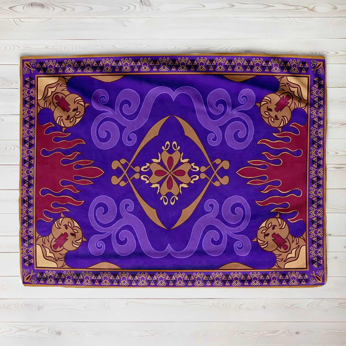 couverture ethnique motif animal floral violet rouge beige traditionnelle peluche polyester carrée