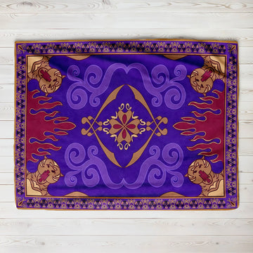 couverture ethnique motif animal floral violet rouge beige traditionnelle peluche polyester carrée