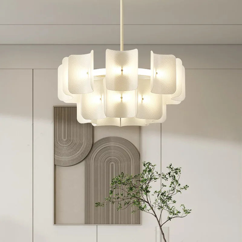 Luminaire suspendu moderne minimaliste blanc doré salon chambre led texturé