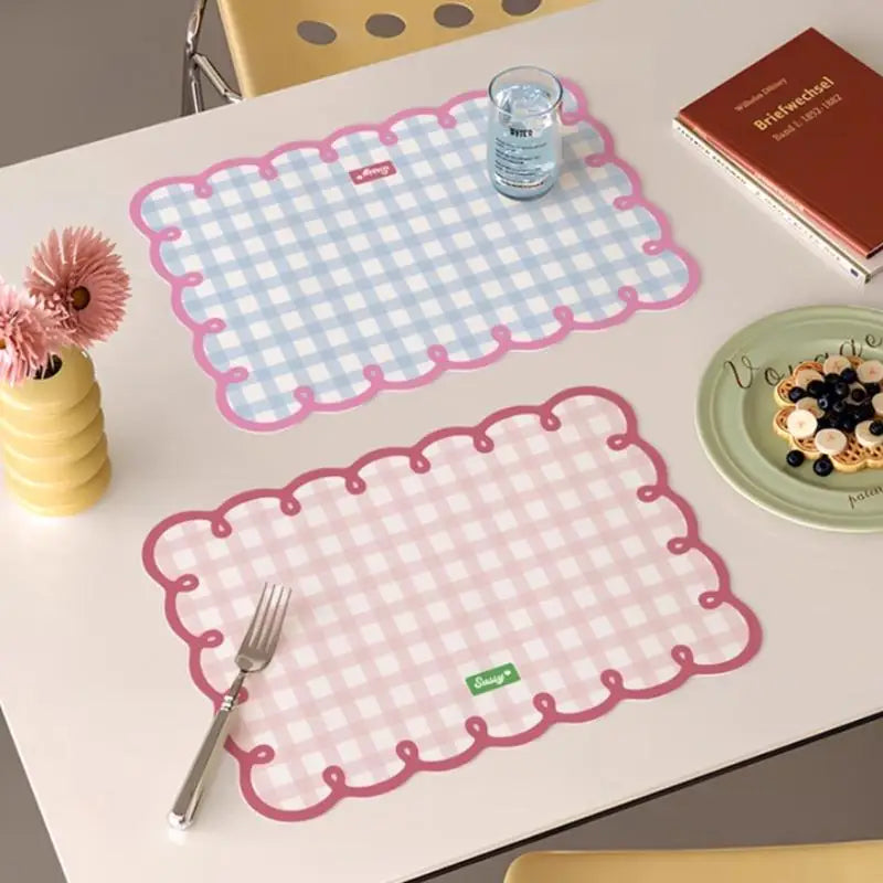Set de table rectangulaire en terre de diatomées bleu