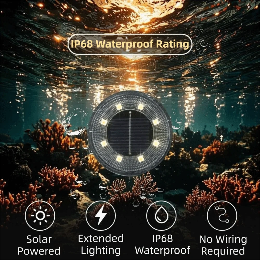 lampe solaire extérieure led argentée noire étanche ip68 éclairage souterrain automatique moderne