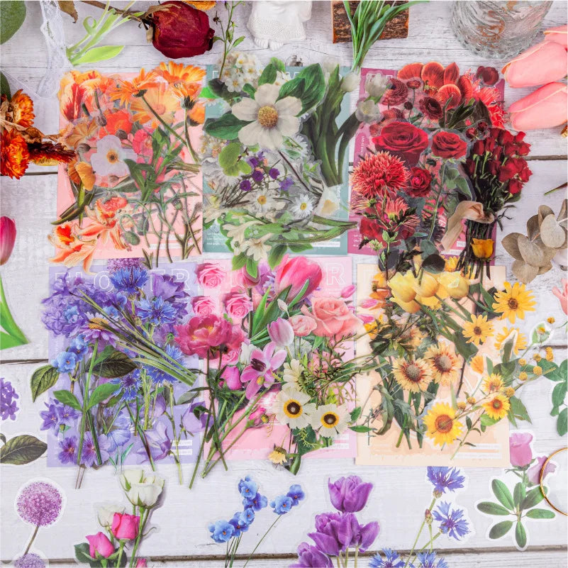 autocollants fleurs papillons vintage multicolore 15 pièces scrapbooking carte postale imprimés opaques