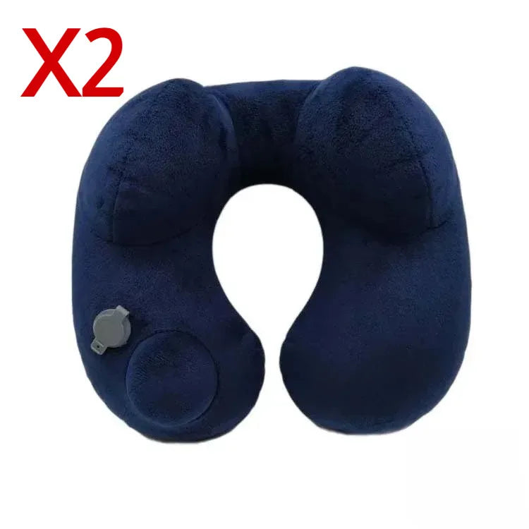 coussin voyage gris velours confortable portable boutons sac rangement shaped