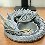 porte clés bijoux dragon blanc noir gris bleu fantastique sculptural support organisation