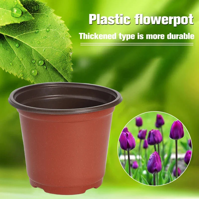 pots fleurs plastique rouge brun moderne grille drainage 10cm 12cm 9cm