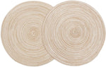 placemat rond rayures concentriques beige clair moderne respectueux environnement tissu polyester coton set table