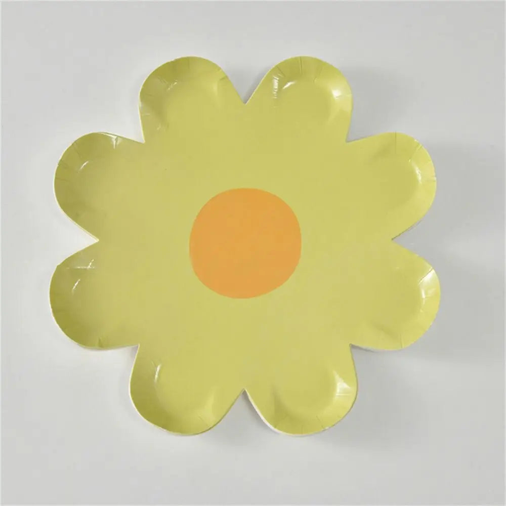 assiettes jetables fleurs dorées blanc vert jaune rose violet moderne fête enfants