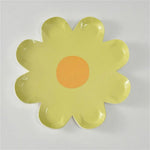 assiettes jetables fleurs dorées blanc vert jaune rose violet moderne fête enfants