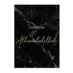 affiche murale moderne marbre noir bismillah ayat al kursi calligraphie islamique decor chambre poster