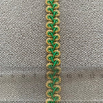 ruban décoratif dentelle polyester 1.4cm large blanc or rouge rose vert orange bleu motif