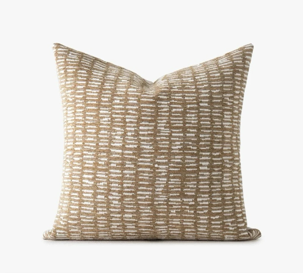 housse coussin géométrique moderne beige marron morroco polyester carré décoration maison canapé chaise voiture