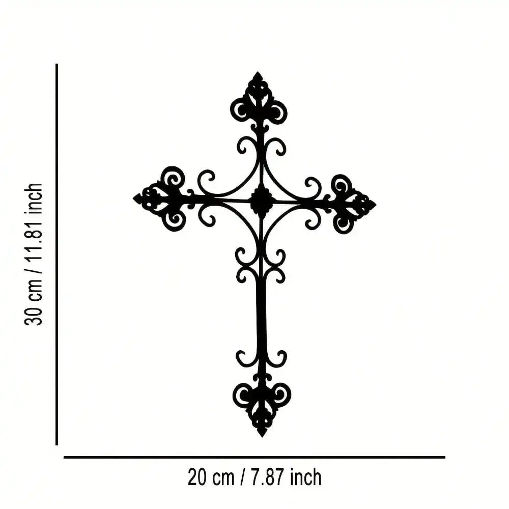 décoration murale croix noire ornement métal gothique fixation adhésif