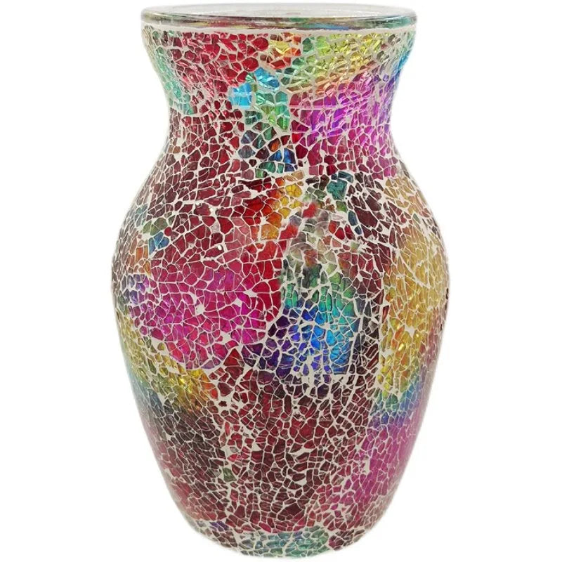 vase décoration intérieure moderne mosaïque multicolore doré argenté table chambre entree