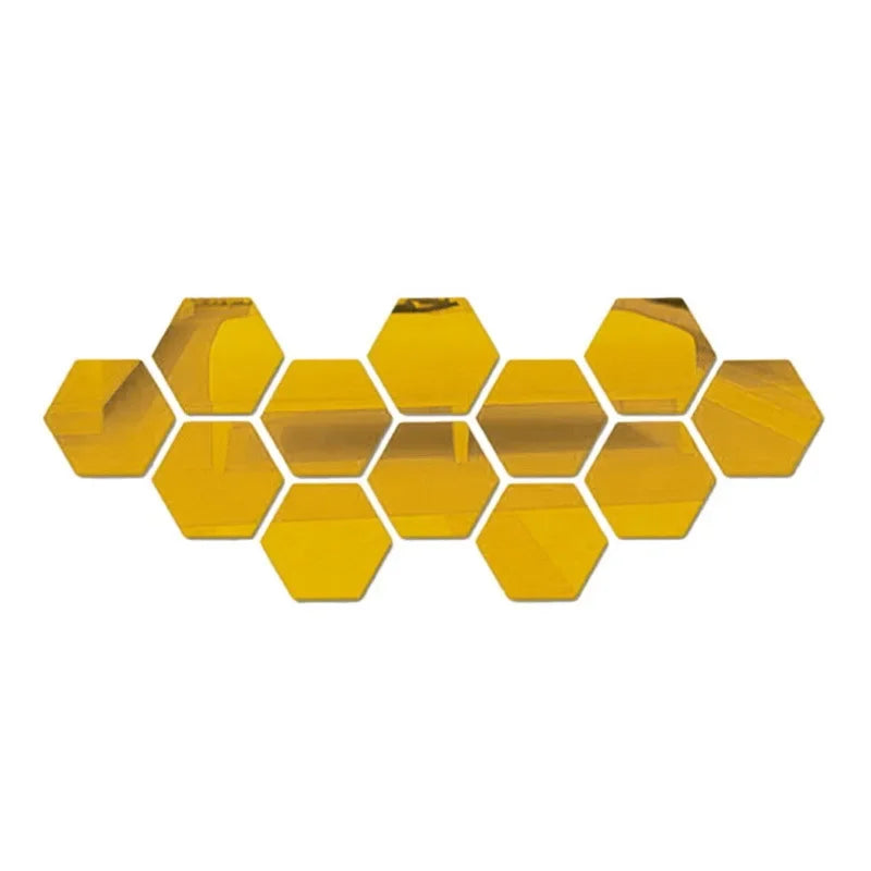 miroirs hexagonnels adhésifs modernes minimalistes noirs blancs 46x40mm 80x70mm 100x85mm
