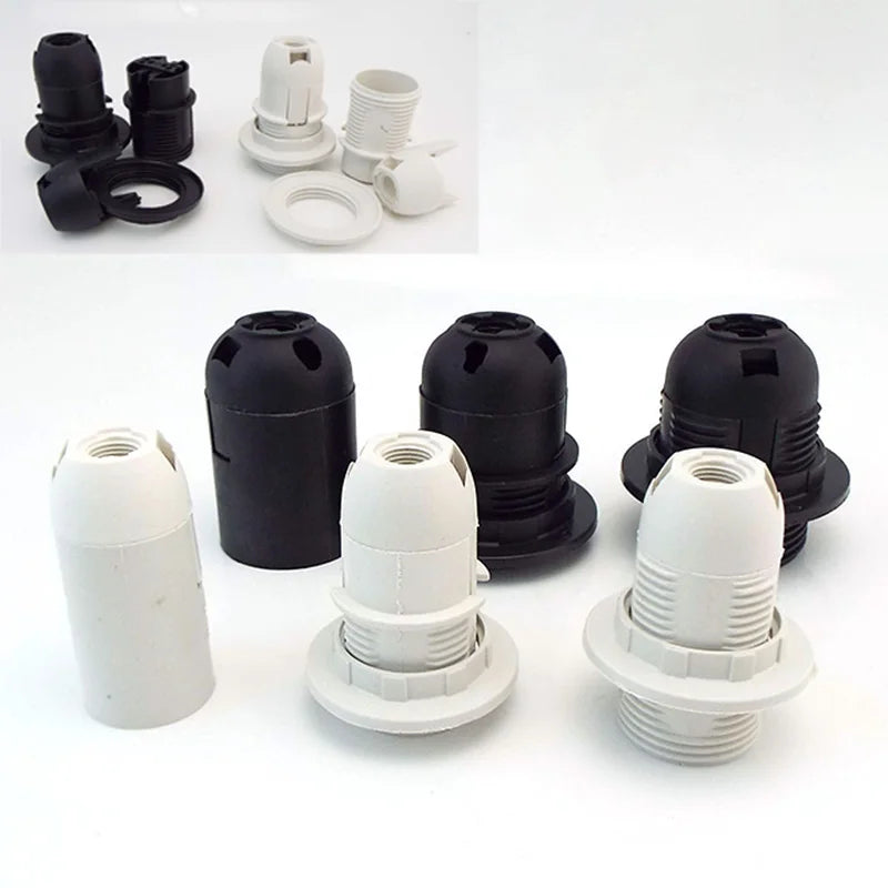 support douille lampe e14 e27 base abat jour moderne noir blanc fixation adhésive