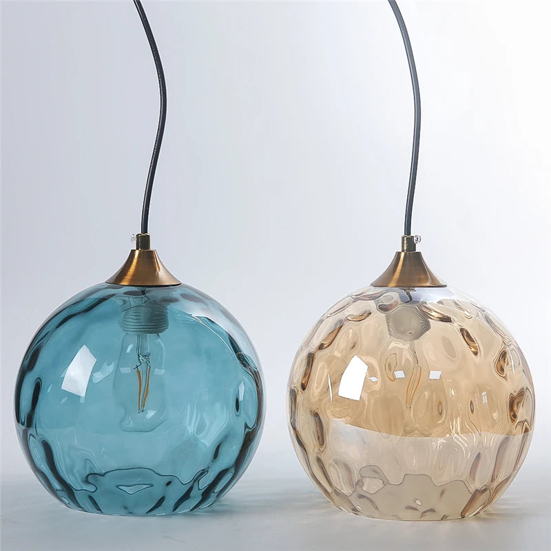 Suspension lumineuse moderne bleu clair vert foncé texture ondulée élégante chambre salon