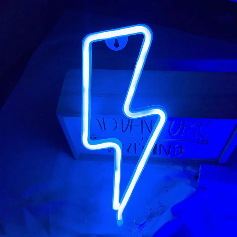lampe néon foudre blanc moderne batterie usb deux modes opacité fixations camping événement