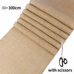 nappes table jute naturelle rustique beige marron blanc texture grossière événements mariage décoration chaises