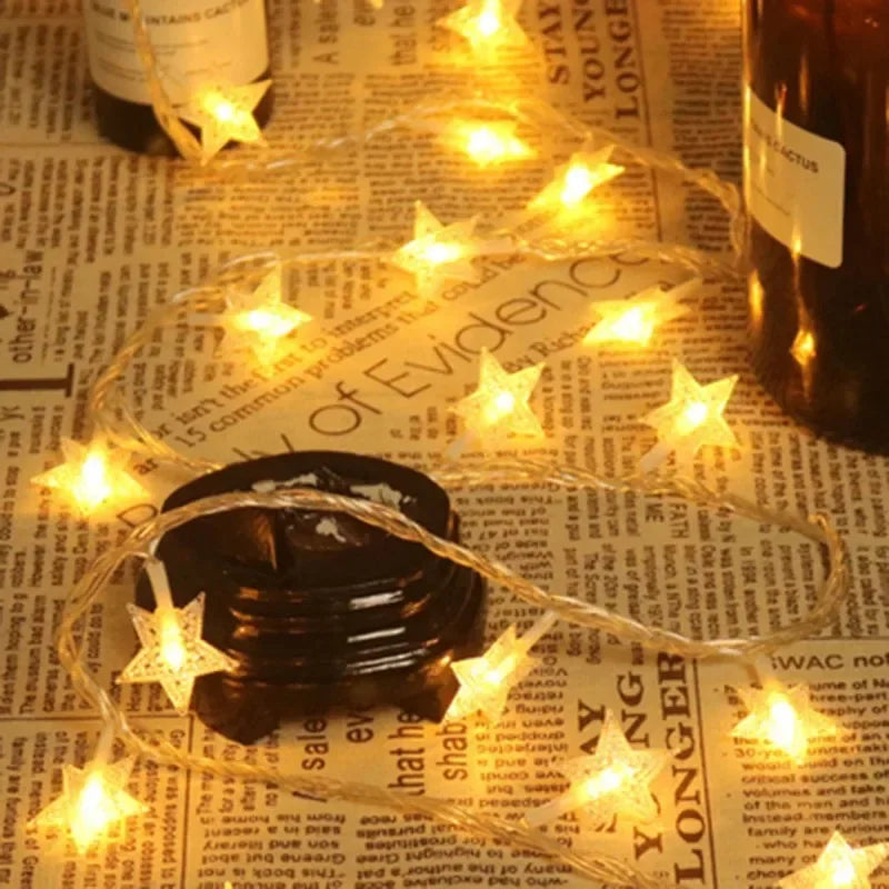 guirlande lumineuse étoile blanc chaud décoration extérieur mariage jardin fête noël led moderne intérieur