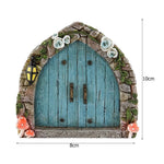 décoration jardin porte miniature bois mascotte bleu rose vert marron fantaisie rustique