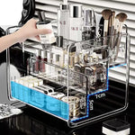 organisateur maquillage transparent moderne réutilisable compartiments clips fixations soins peau parfums cosmétiques porte maquillage
