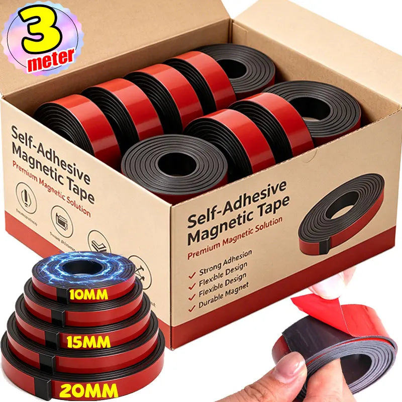 ruban magnétique auto adhésif rouge noir rayures moderne adhésif 10mm 15mm 20mm facile couper