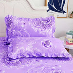 ensemble deux taies d'oreiller bleu fleurs blanches romantique lit double coton polyester