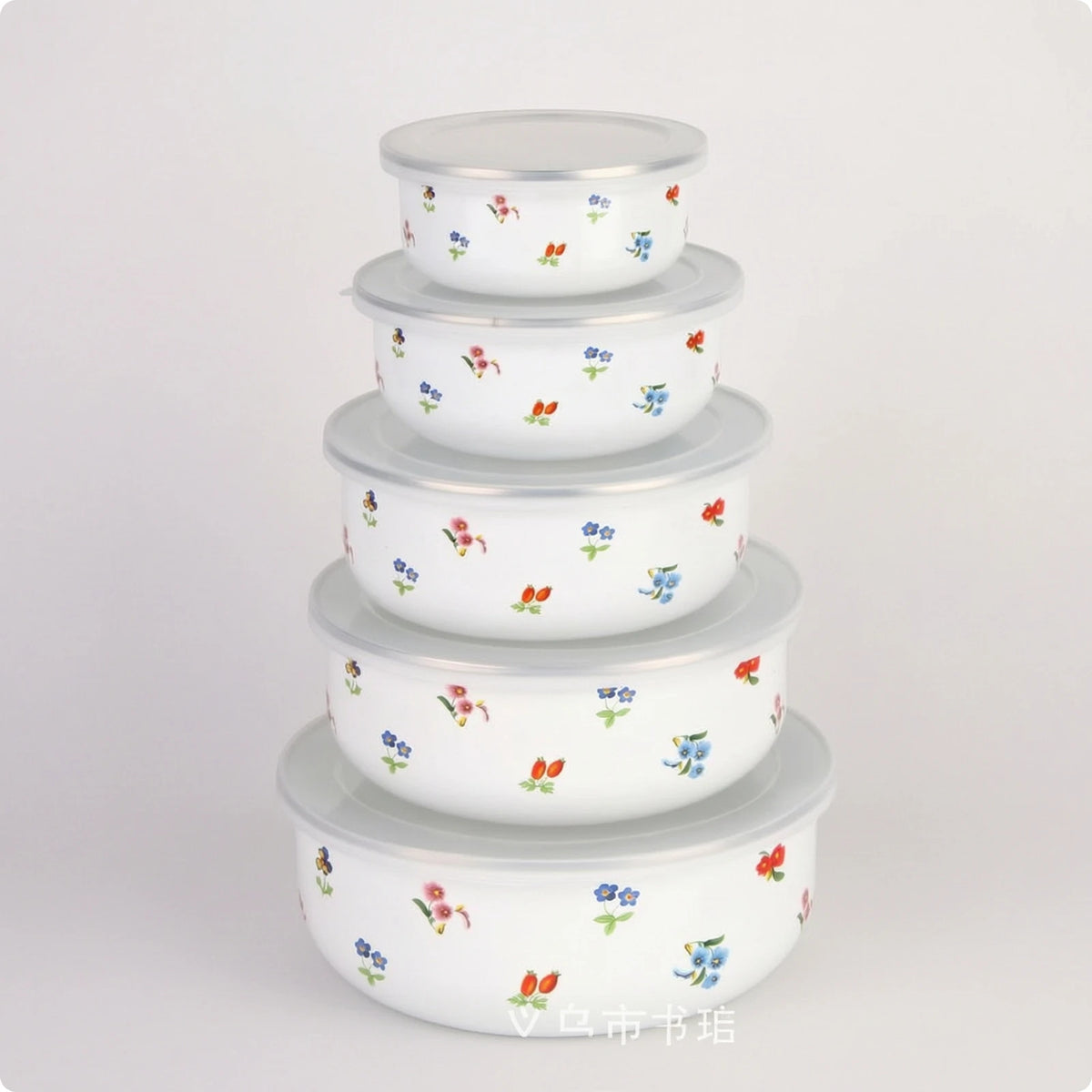 bols céramique couvercles fleurs pois blancs rouges verts roses bleus vintage